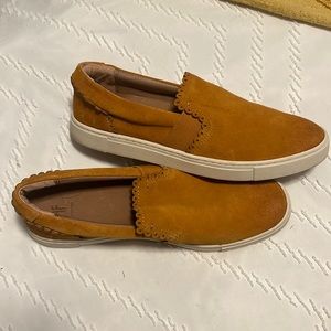 Frye Suede Scalloped Slip Ons